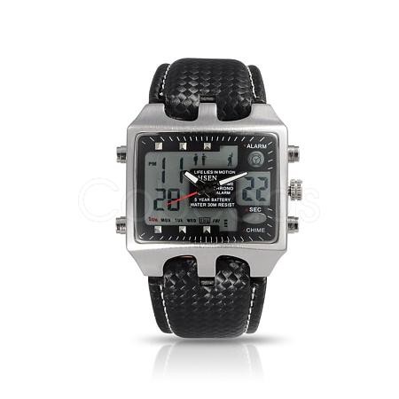 OHSEN Brand Men's Leather Sport Watches WACH-N002-34-1