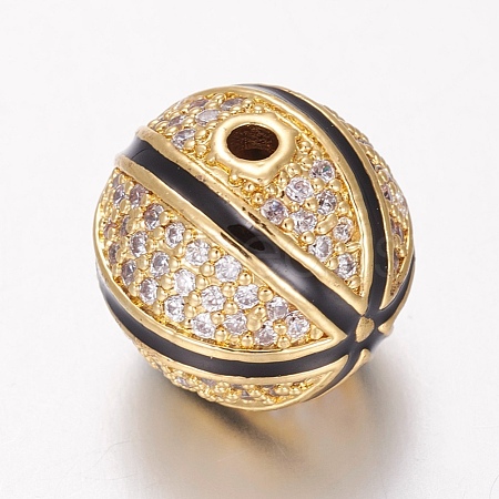 Brass Micro Pave Cubic Zirconia Beads ZIRC-G142-03G-1