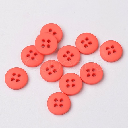 Frosted Flat Round Resin Sewing Buttons BUTT-F059-14L-12-1