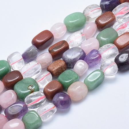 Natural & Synthetic Mixed Gemstone Beads Strands G-E446-23-1