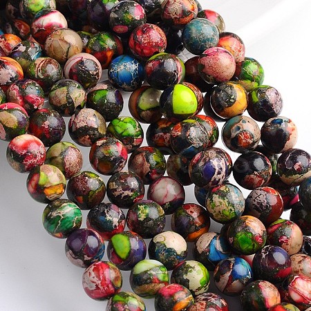 Dyed & Heated Natural Imperial Jasper Round Bead Strands G-M274-06-8mm-1