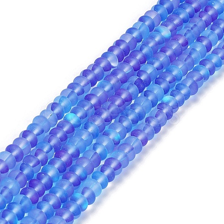 Frosted Transparent Glass Beads Strands FGLA-M002-01E-1