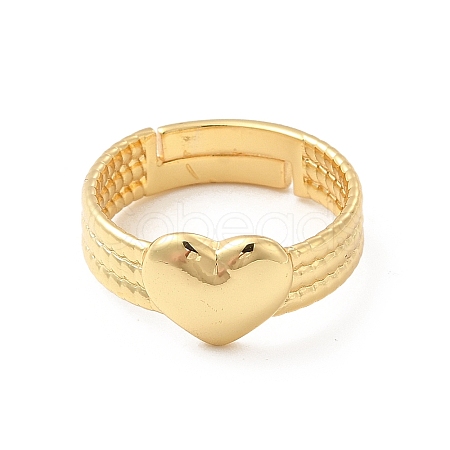 Rack Plating Brass Heart Adjustable Ring for Women RJEW-D076-08G-1