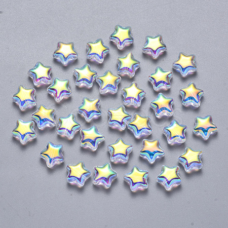 Transparent Spray Painted Glass Beads GLAA-R211-04-G05-1