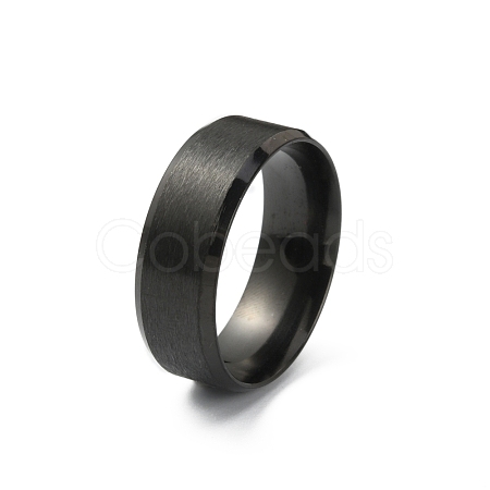 201 Stainless Steel Plain Band Ring for Men Women RJEW-WH0010-06F-MB-1