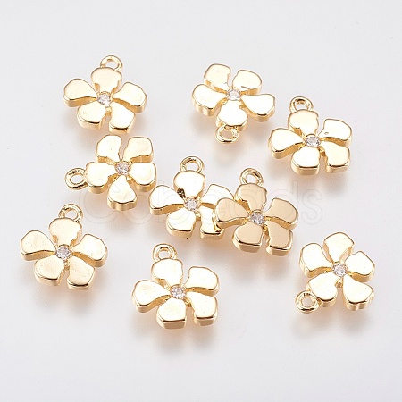 Brass Micro Pave Cubic Zirconia Charms KK-A144-032G-1