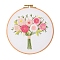 Flower Pattern DIY Embroidery Starter Kits, Including Embroidery Cloth & Thread, Needle, Instruction Sheet, Colorful, 330x330mm