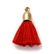 Cotton Pendants, with CCB Plastic Finding, Tassl, Red, 24.5~30x6mm, Hole: 1.4mm