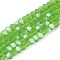 Transparent Glass Beads Strands, Faceted, Frosted, Half AB Color Plated, Rondelle, Green, 4x3.5mm, Hole: 1mm, about 113~115pcs/strand, 41~41.5cm