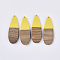 Resin & Walnut Wood Big Pendants, Teardrop, Yellow, 57x19x3~4mm, Hole: 2mm