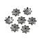 8-Petal Tibetan Style Alloy Flower Bead Caps, Cadmium Free & Nickel Free & Lead Free, Gunmetal, 14x3.5mm, Hole: 2mm