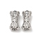 Brass Micro Pave Cubic Zirconia Beads, Column with Teardrop, Real Platinum Plated, 10.5x5.5x5.3mm, Hole: 1.2mm