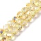 Half Golden Plated Electroplate Beads Strands, Faceted, Round, Yellow, 8x7.5mm, Hole: 1.2mm, about 68pcs/strand, 20.28''(51.5cm)