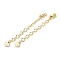 Brass Ends with Chains, Heart, Real 18K Gold Plated, 75mm, Hole: 2.5mm