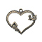 Heart Theme Tibetan Style Alloy Pendants, Antique Bronze, Bird, 41x34mm