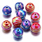 10Pcs UV Plating Colours Acrylic Beads, Printed Straight Hole Round Beads, Mixed Color, 15x15mm, Hole: 3mm