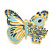 Rack Plating Alloy Enamel Big Pendants, Cadmium Free & Nickel Free & Lead Free, Butterfly with Flower Charms, Golden, Marine Blue, 55.5x67x2mm, Hole: 2.5mm