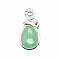 Natural Green Aventurine Pendants, Teardrop Charms with Sunflower, 42x24x6mm