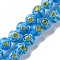 Handmade Millefiori Lampwork Beads Strands, Round, Deep Sky Blue, 8mm, Hole: 0.7mm, about 48pcs/strand, 14.37''(36.5cm)