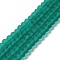 Transparent Glass Beads Strands, Faceted, Frosted, Rondelle, Teal, 2.3~2.7x2mm, Hole: 0.4mm, about 150~155pcs/strand, 32~33cm