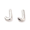 Brass Hollow Out Initial Letter Stud Earrings for Women, Platinum, Lead Free & Cadmium Free, Letter.J, 7x4.5x1.5mm, Pin: 0.8mm