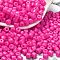 Baking Paint Pearlized Glass Seed Beads, Round Hole, Cylinder, Deep Pink, 4.5x3.5mm, Hole: 1.2mm, about 5625pcs/pound