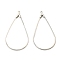 Brass Pendants, Teardrop Charm, Platinum, 45x22x1.4mm, Hole: 1mm