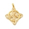 Rack Plating Brass Micro Pave Cubic Zirconia Pendants, Long-Lasting Plated, Lead Free & Cadmium Free, Real 18K Gold Plated, 32.5x29.5x3.5mm, Hole: 5x3mm