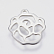 Tarnish Resistant 304 Stainless Steel Charms, Cut-Out, Hollow Flower, Stainless Steel Color, 13x12x0.5mm, Hole: 1mm