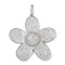 Rack Plating Brass Micro Pave Clear Cubic Zirconia Pendants, Long-Lasting Plated, Lead Free & Cadmium Free, Flower Charms, Platinum, 45.5x43.5x7.5mm, Hole: 8x4.5mm