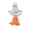 Alloy & Glass Seed Beads, with Transparent Frosted Acrylic Flower Pendants, Angle, Orange, 36x24x18mm, Hole: 4x3mm