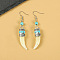 Natural Gemstone Wolf Tooth Shape Dangle Earrings with Real Tibetan Mastiff Dog Tooth