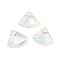 Electroplated Glass Pendants, Back Plated, Faceted, Fan-Shaped, Alice Blue, 12x15x5mm, Hole: 1.2mm