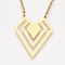 201 Stainless Steel Pendant Necklaces, with Cable Chains, Diamond, Golden, 16.9 inch(43cm), 2mm, Diamond: 33x27.5x1mm