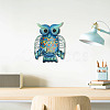 Iron & Glass Owl Wall Decorations AJEW-WH0042-68-6
