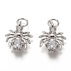Brass Micro Pave Clear Cubic Zirconia Charms ZIRC-C020-43P-1