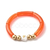 Imitation Gemstone Acrylic Curved Tube Beaded Stretch Bracelet BJEW-JB07965-4