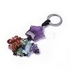 Natural Amethyst Star with Mixed Gemstone Chips Beaded Tassel Keychains KEYC-P012-01P-03-1