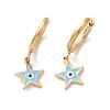 3 Pairs 3 Style Enamel Star with Evil Eye Dangle Hoop Earrings EJEW-B020-07G-2