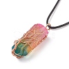 Natural Quartz Crystal Bullet with Tree of Life Pendants Necklace NJEW-JN03876-6