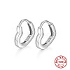 Rhodium Plated 925 Sterling Silver Heart Hoop Earrings EX5321-1-1