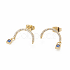 Brass Micro Pave Cubic Zirconia Stud Crawler Earrings X-EJEW-R010-04A-2