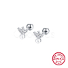 Rhodium Plated 925 Sterling Silver Micro Pave Cubic Zirconia Flower Stud Earrings CX0038-1-1