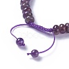 Adjustable Natural Amethyst Braided Bead Bracelets BJEW-F369-A05-3