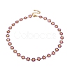 Enamel Daisy Link Chain Necklace NJEW-P220-01G-02-1