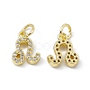 Real 18K Gold Plated Brass Micro Pave Clear Cubic Zirconia Charms KK-E068-VB411-5-1