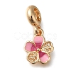 Rack Plating Alloy Pink Enamel European Dangle Charms PALLOY-A009-07G-1