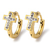 Crystal Rhinestone Cross Hoop Earrings EJEW-A094-04G-1