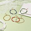 Glass Seed & Imitation Pearl Braided Flower Beaded Bracelet for Women BJEW-JB08559-2