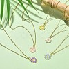 Alloy Enamel Sunflower Pendant Necklace with 304 Stainless Steel Chains NJEW-JN04412-01-6